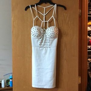Studded white fitted dress